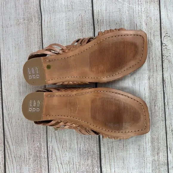 Bed Stu Lauren 2 Womens Sz 7 Huarache Sandals Tan DD Leather - Picture 8 of 11